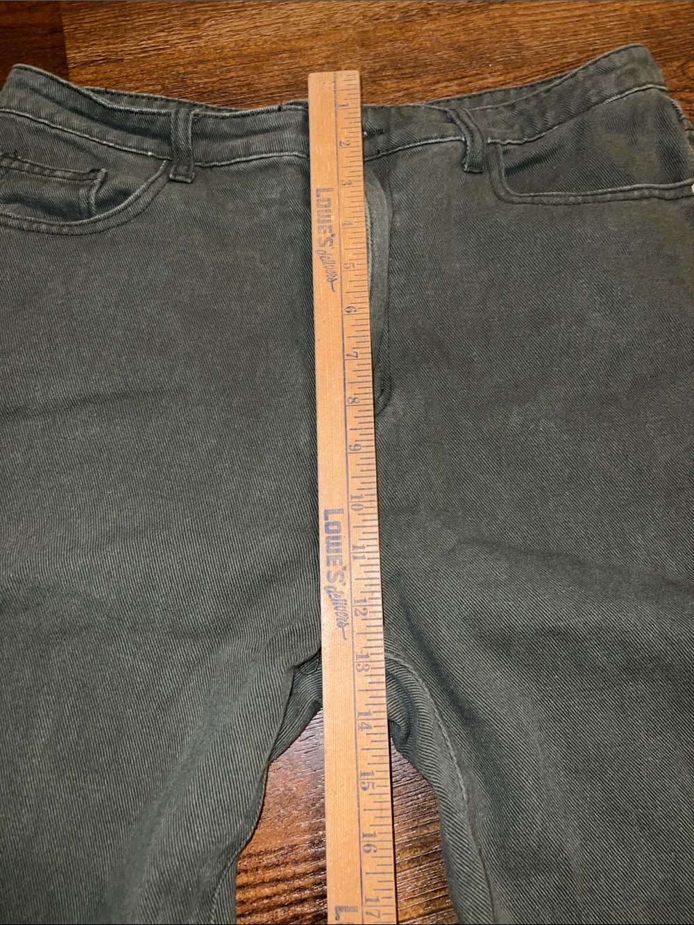 PrettyLittleThing Green Split Bottom Hem Straight Flare Leg Jeans Size 12 Tall - Picture 11 of 12